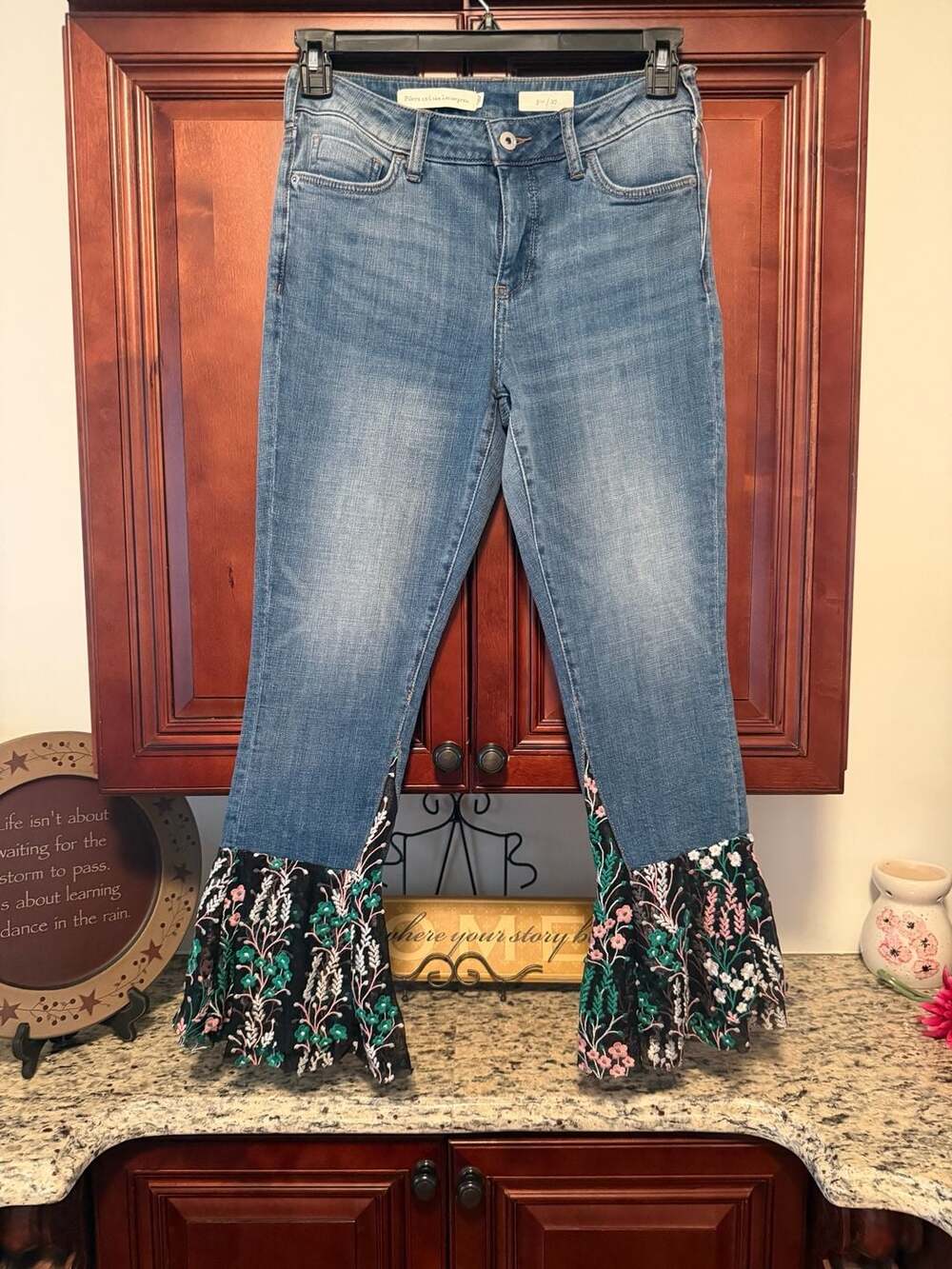 Anthropologie Pilcro and the Letterpress High-Rise Cropped Flare Jeans with Flor